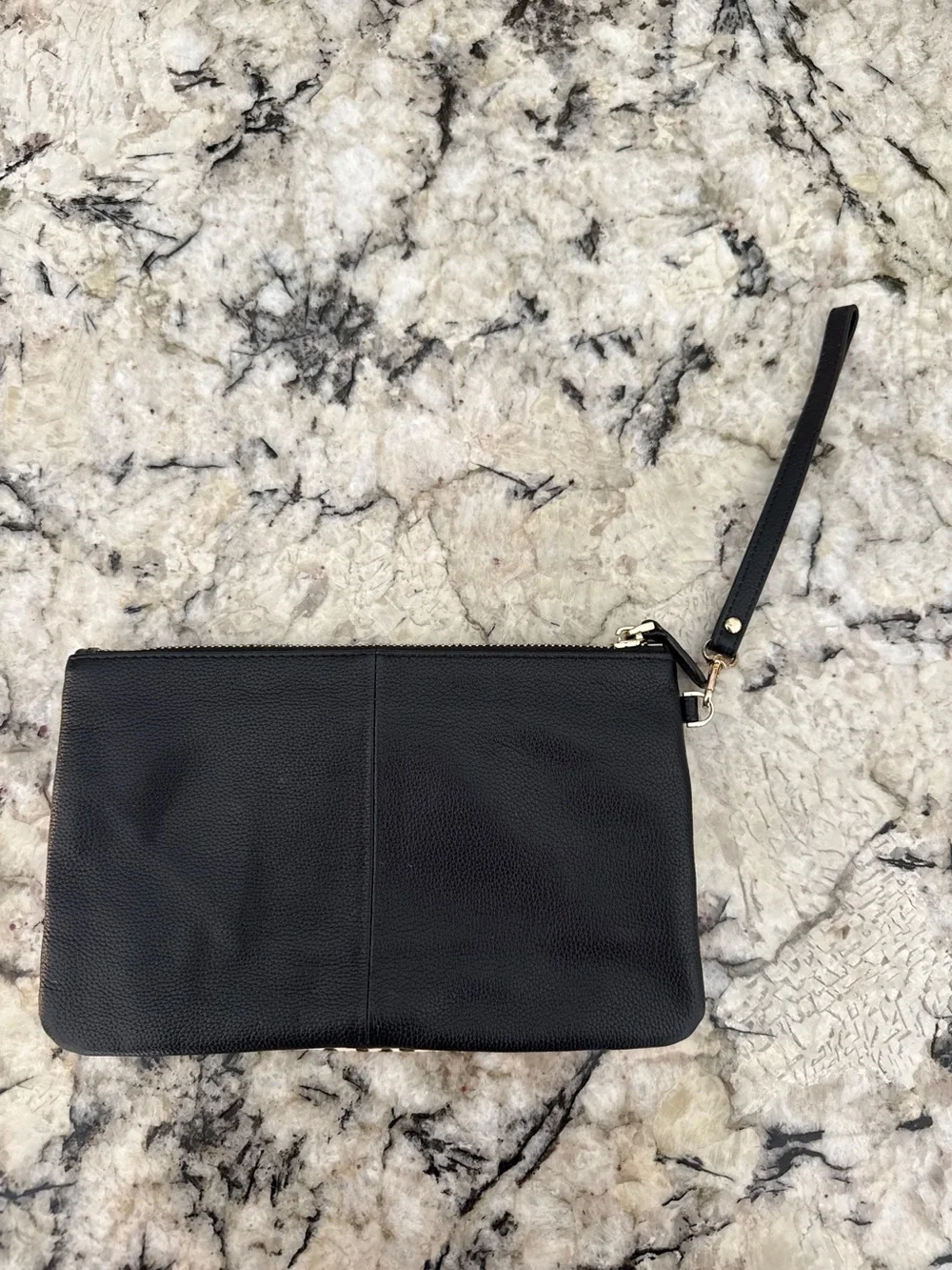Animal-Print Wristlet Clutch in Black and Cream